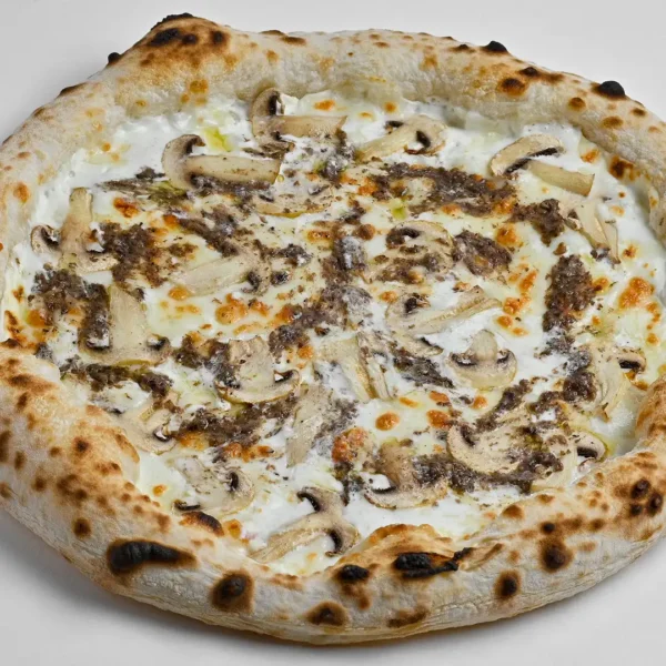 Pizza with mushrooms and truffle paste