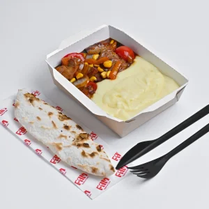 Pork with teriyaki sauce and mashed potatoes